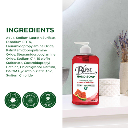 Blest Antibacterial Moisturizing Hand Soap 500ml Summer Harvest Scent 4 Bottles