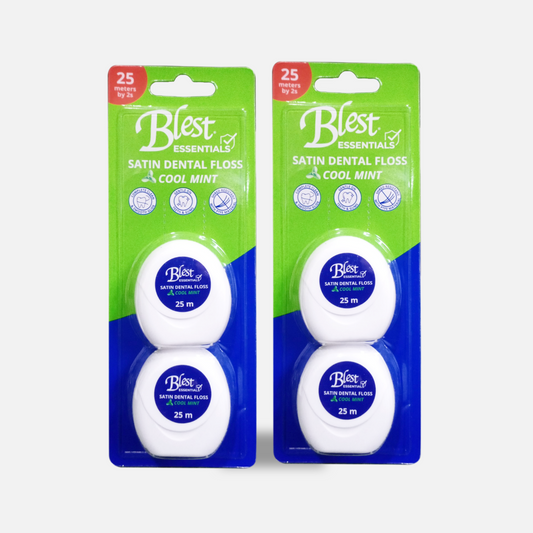 Blest Essential Satin Dental Tape Floss 50 Meters Cool Mint - 2 Packs
