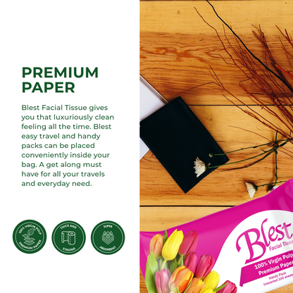 Blest Facial Tissue Travel Pack 2 Ply 70 Pulls x 4 Packs (280 Pulls)