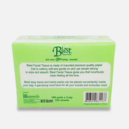 Blest Facial Tissue Handy Pack 160 Pulls 2 Ply Jumbo