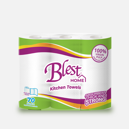 Blest Home Kitchen Towel 70 Pulls 2 Ply 3 Rolls