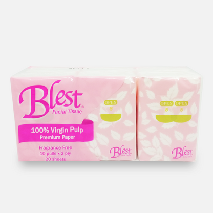 Blest Facial Pocket Tissue 2 Ply 10 Pulls x 6 Pocket (60 Pulls)