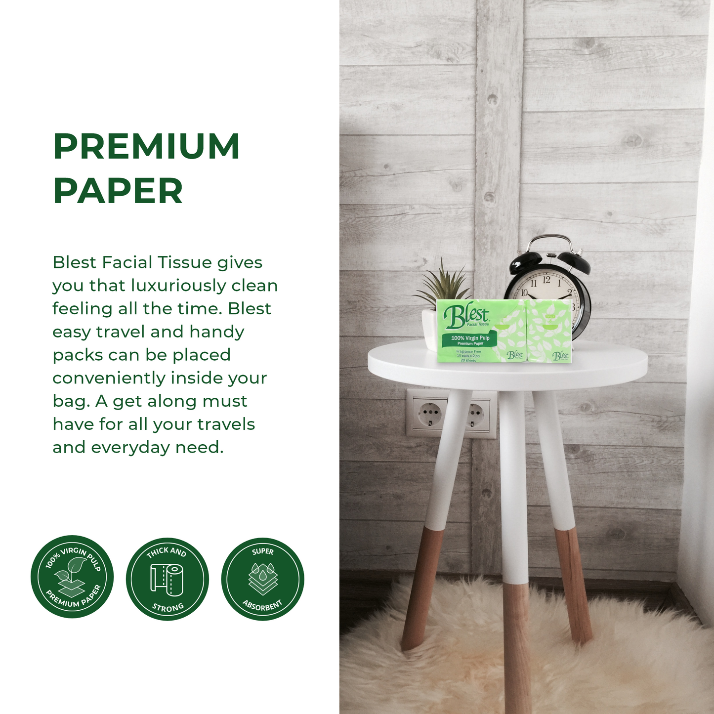 Blest Facial Pocket Tissue 2 Ply 10 Pulls x 6 Pocket (60 Pulls)