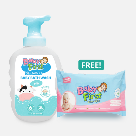 Baby First Nouveau 650ml Milk + Baby Wipes Free 