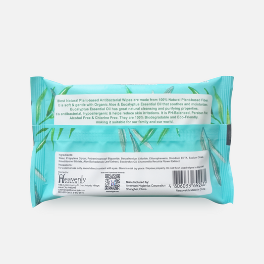 Blest Natural Plant-based Antibacterial Wipes 15 Sheets Eucalyptus