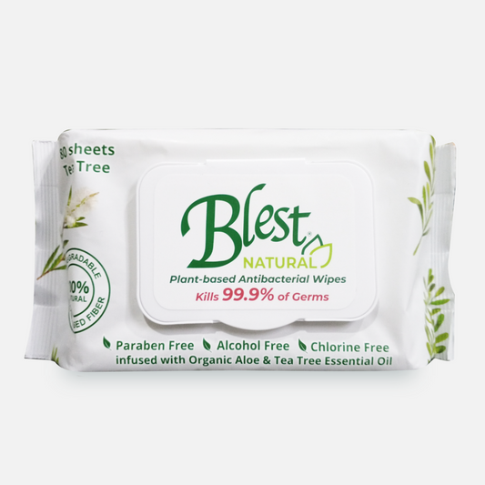 Blest Natural Plant-based Antibacterial Wipes 80 Sheets Tea Tree