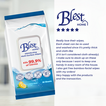 Blest Home Disinfecting Multi-Purpose Wipes 90 Sheets x 6 Packs (540 Sheets)