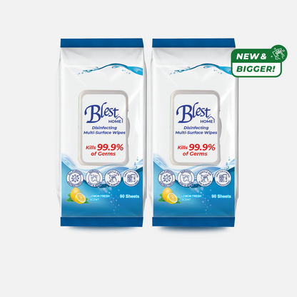 Blest Home Disinfecting Multi-Purpose Wipes 90 Sheets x 2 Packs (180 Sheets)