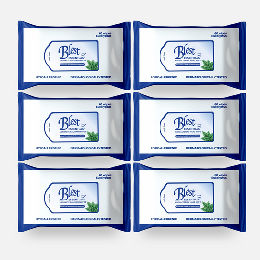 Blest Anti-Bacterial Wipes 60 Sheets x 6 Packs (360 Sheets) Mentholated Scent