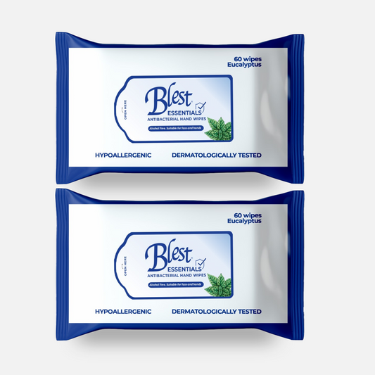 Blest Anti-Bacterial Wipes 60 Sheets 2 Packs (120 Sheets) Mentholated Scent