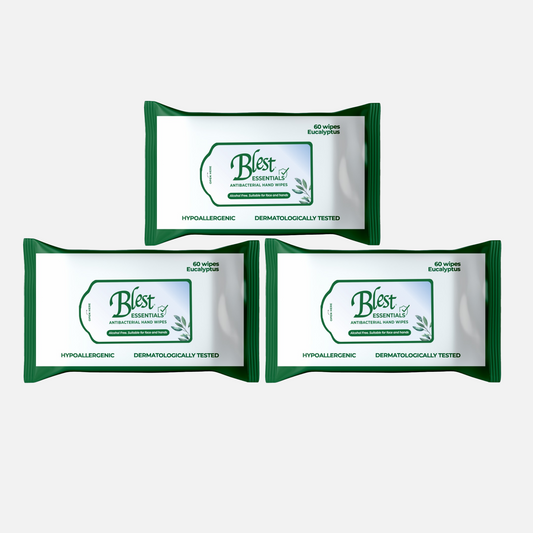 Blest Anti-Bacterial Wipes 60 Sheets x 3 Packs (180 Sheets) Eucalyptus Scent