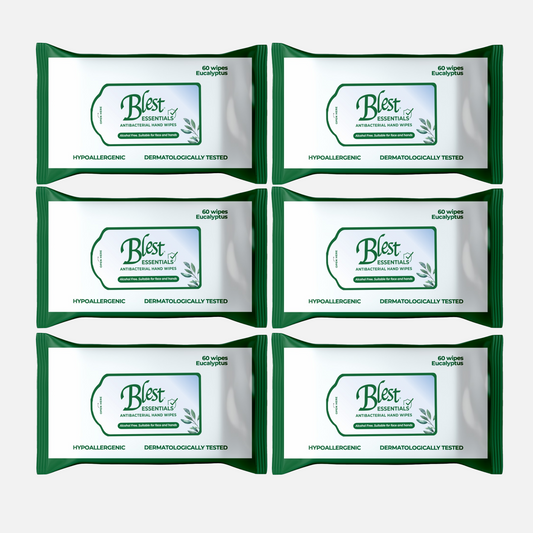 Blest Anti-Bacterial Wipes 60 Sheets x 6 Packs (360 Sheets) Eucalyptus Scent