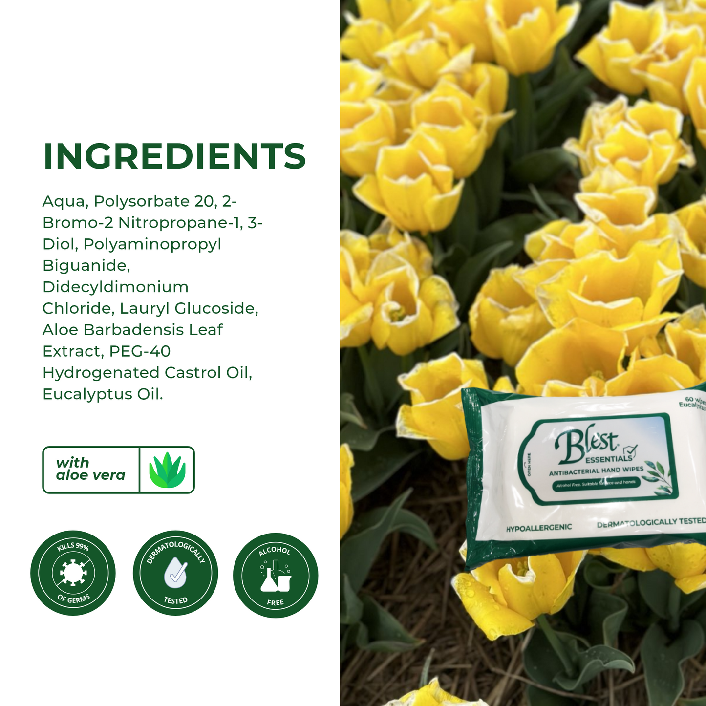 Blest Anti-Bacterial Wipes 60 Sheets x 3 Packs (180 Sheets) Eucalyptus Scent