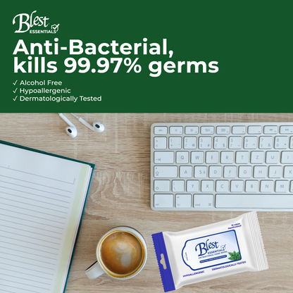 Blest Anti-Bacterial Wipes 10 Sheets Mentholated Scent