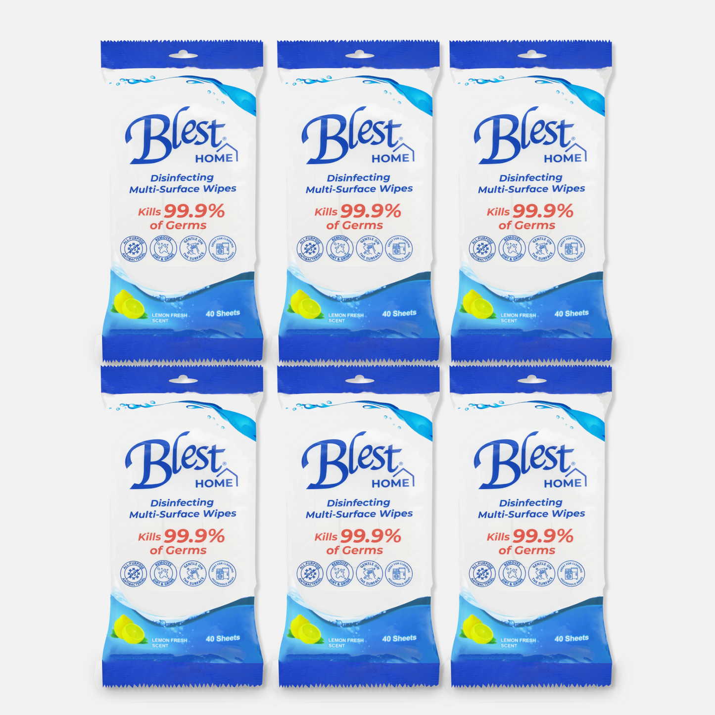 Blest Home Disinfecting Multi-Purpose Wipes 40 Sheets x 6 Packs (240 Sheets)
