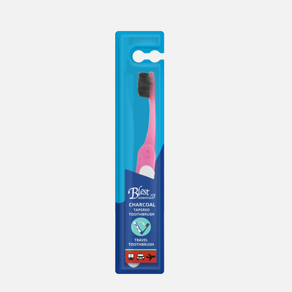 Blest Essential Toothbrush Tapered Charcoal Travel Toothbrush Singles