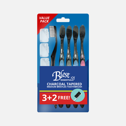 Blest Essentials Charcoal Tapered Medium Bristles Toothbrush by 5s