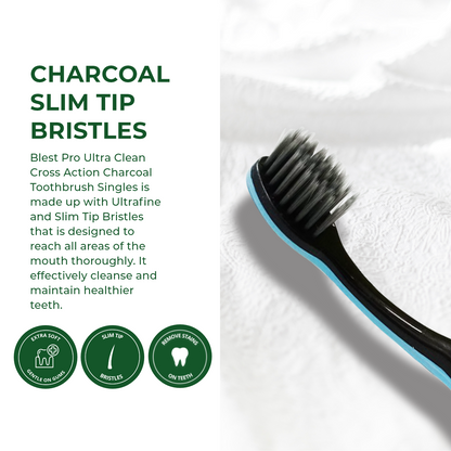 Blest Essential Toothbrush Pro Ultra Clean Cross Action Charcoal Toothbrush Singles