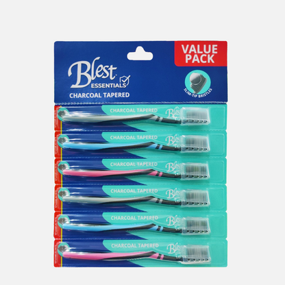 Blest Essentials Charcoal Toothbrush Value Pack by 6's