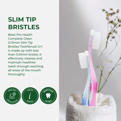 Blest Essential Toothbrush Pro Health Complete Clean 0.01mm Slim Tip Bristles Toothbrush Singles
