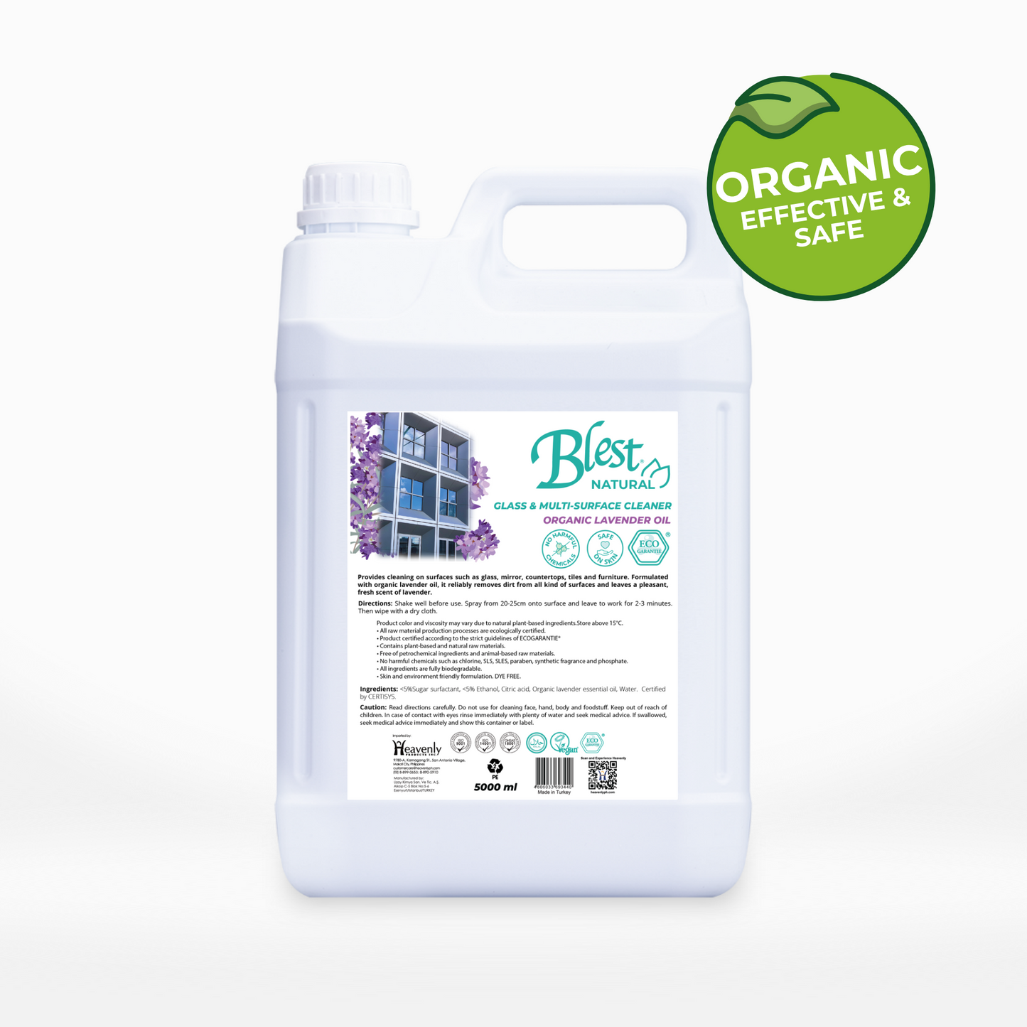 Blest Natural Glass & Multi-Surface Cleaner - Organic Lavender Oil 5L