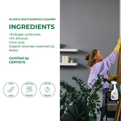 Blest Natural Glass & Multi-Surface Cleaner - Organic Lavender Oil 500ml 3 Bottles