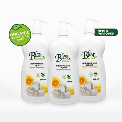 Blest Natural Dishwashing Liquid - Organic Orange Oil 500ml  3 Bottles