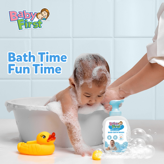 Baby First Nouveau Baby Bath Wash 650ml Milk + FREE Baby First Baby Wipes 60 Sheets