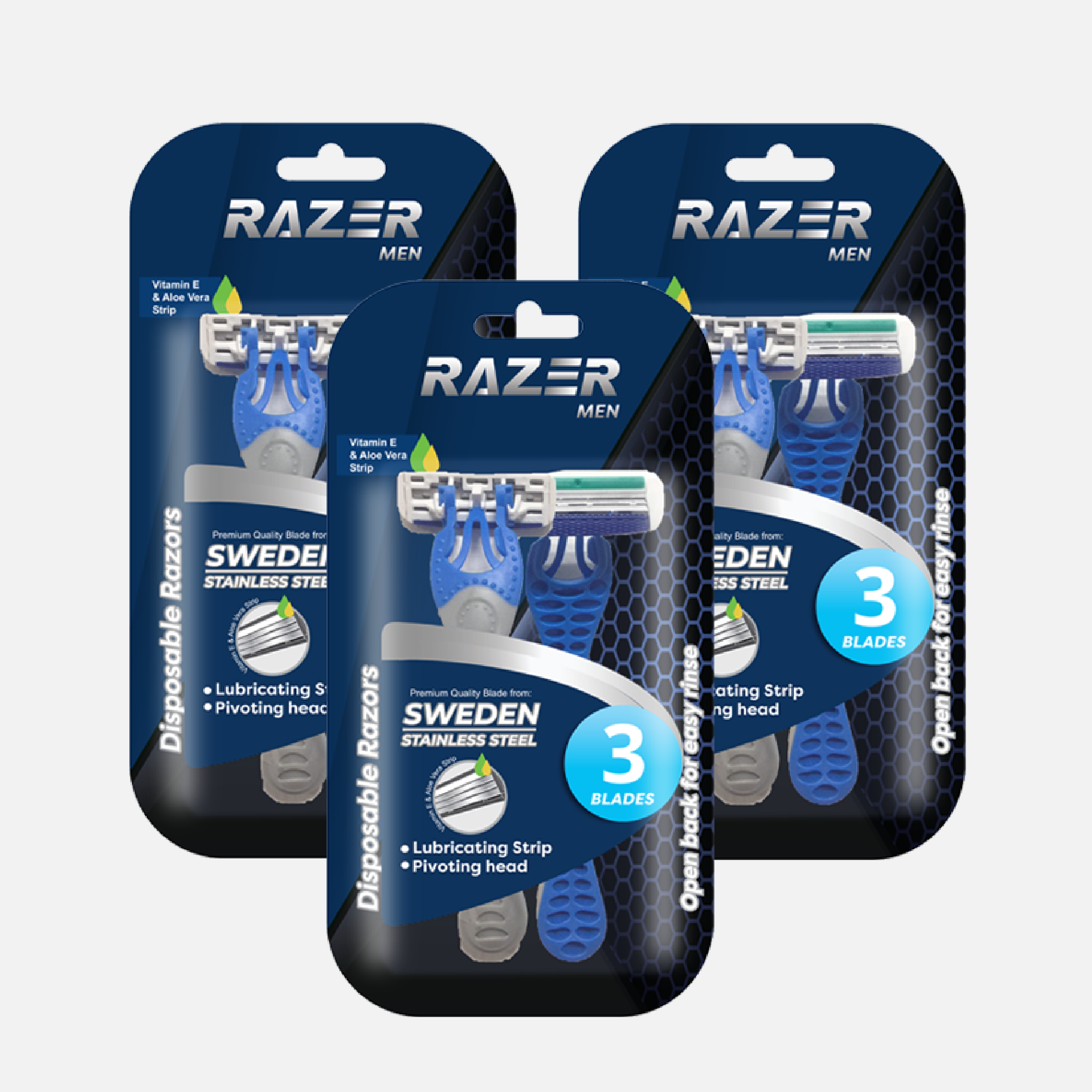 Razer Mens Triple Blade Disposable Razor by 2s x 3 Packs – Heavenly