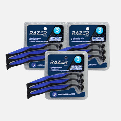 Razer Mens Triple Blade Fix Head Disposable Razor by 3s x 3 Packs