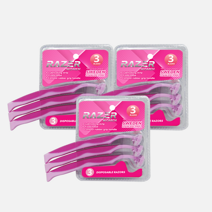 Razer Womens Triple Blade Fix Head Disposable Razor by 3s x 3 Packs