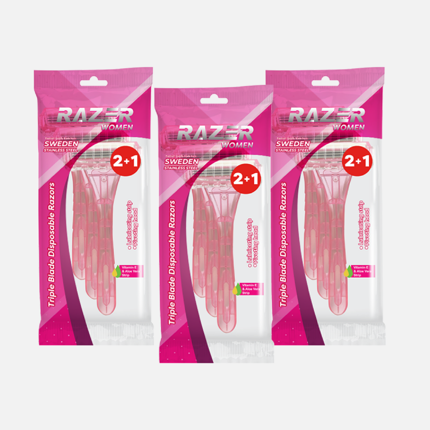 Razer Womens Triple Blade Pivot Head Disposable Razor 2+1 x 3 Packs