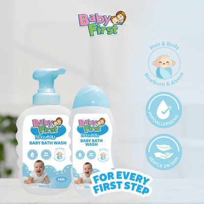 Baby First Nouveau Baby Bath Wash 650ml Aloe Vera & Vitamin E+ FREE Sponge