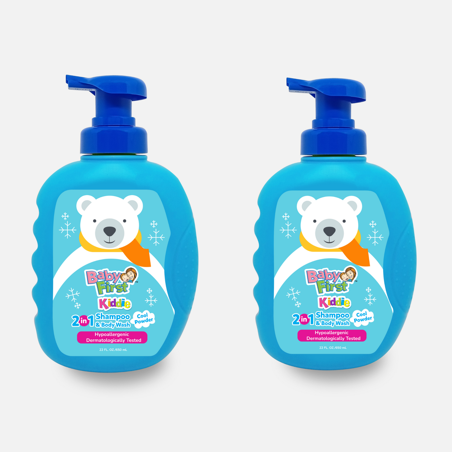 Baby First Kiddie Arctic 2in1 Shampoo and Body Wash 650ml Cool Powder 2 Bottles