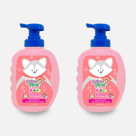 Baby First Kiddie Arctic 2in1 Shampoo and Body Wash 650ml Iced Berry 2 Bottles