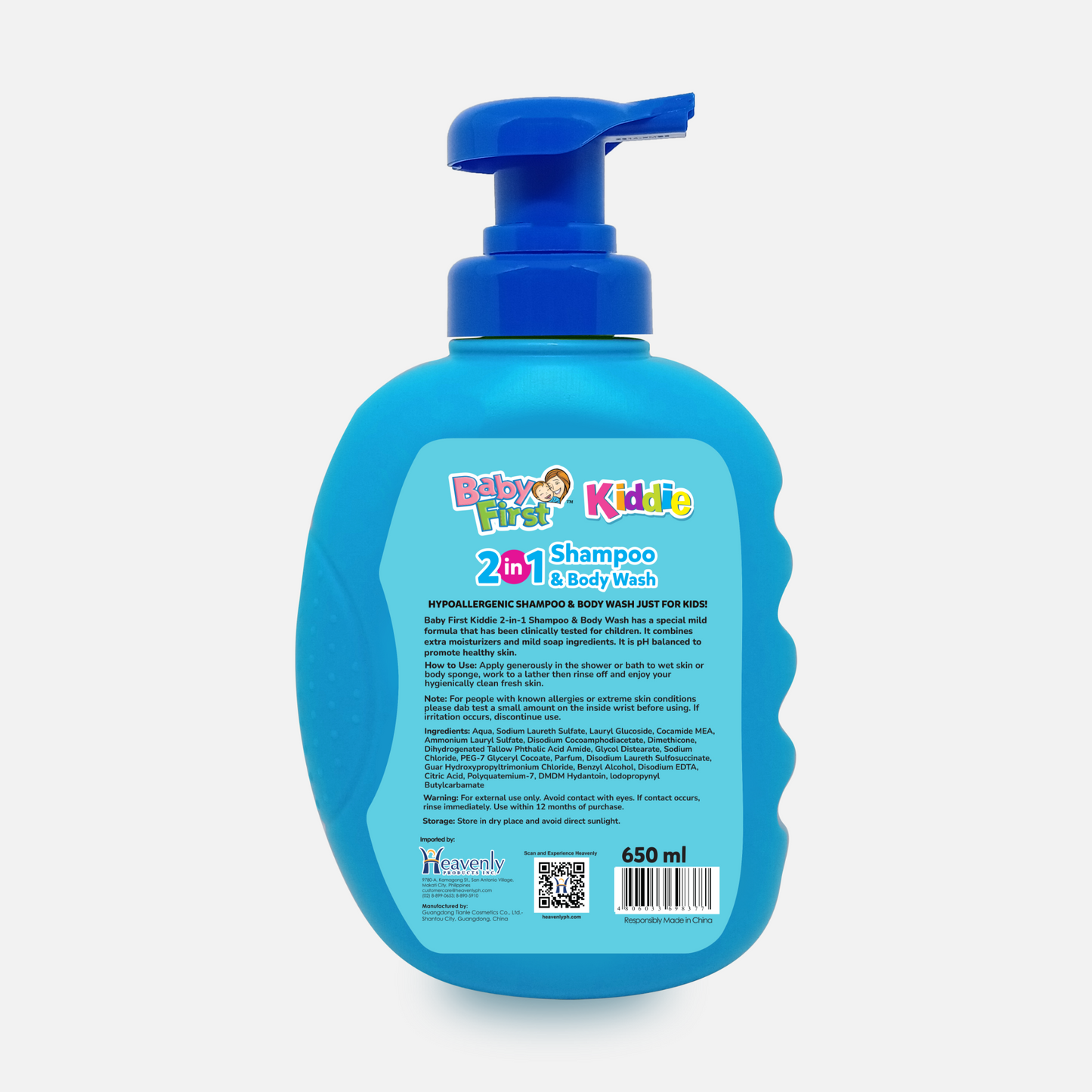 Baby First Kiddie Arctic 2in1 Shampoo and Body Wash 650ml Cool Powder Scent