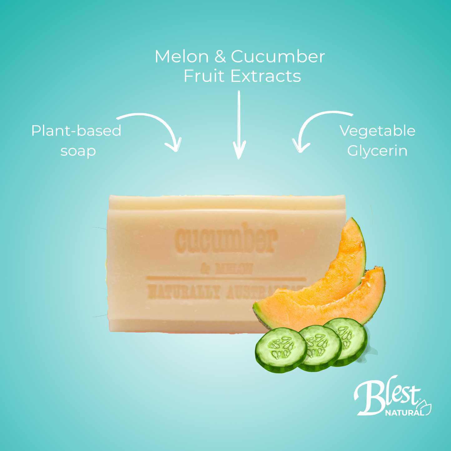 [Buy1 Take1] Blest Natural Plant-based Soaps Cucumber & Melon 100g