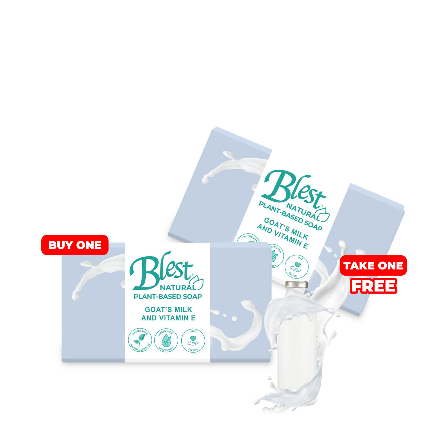 [Buy1 Take1] Blest Natural Plant-based Soap Goat's Milk & Vitamin E 100g