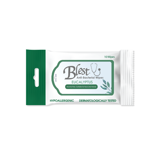 Blest Anti-Bacterial Wipes 10 Sheets 4 Packs (80 Sheets) Eucalyptus Scent