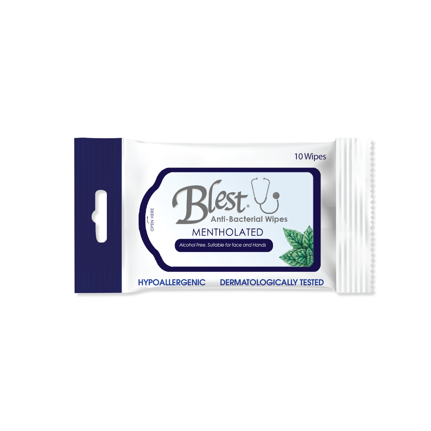 Blest Anti-Bacterial Wipes 10 Sheets 4 Packs (80 Sheets) Mentholated Scent