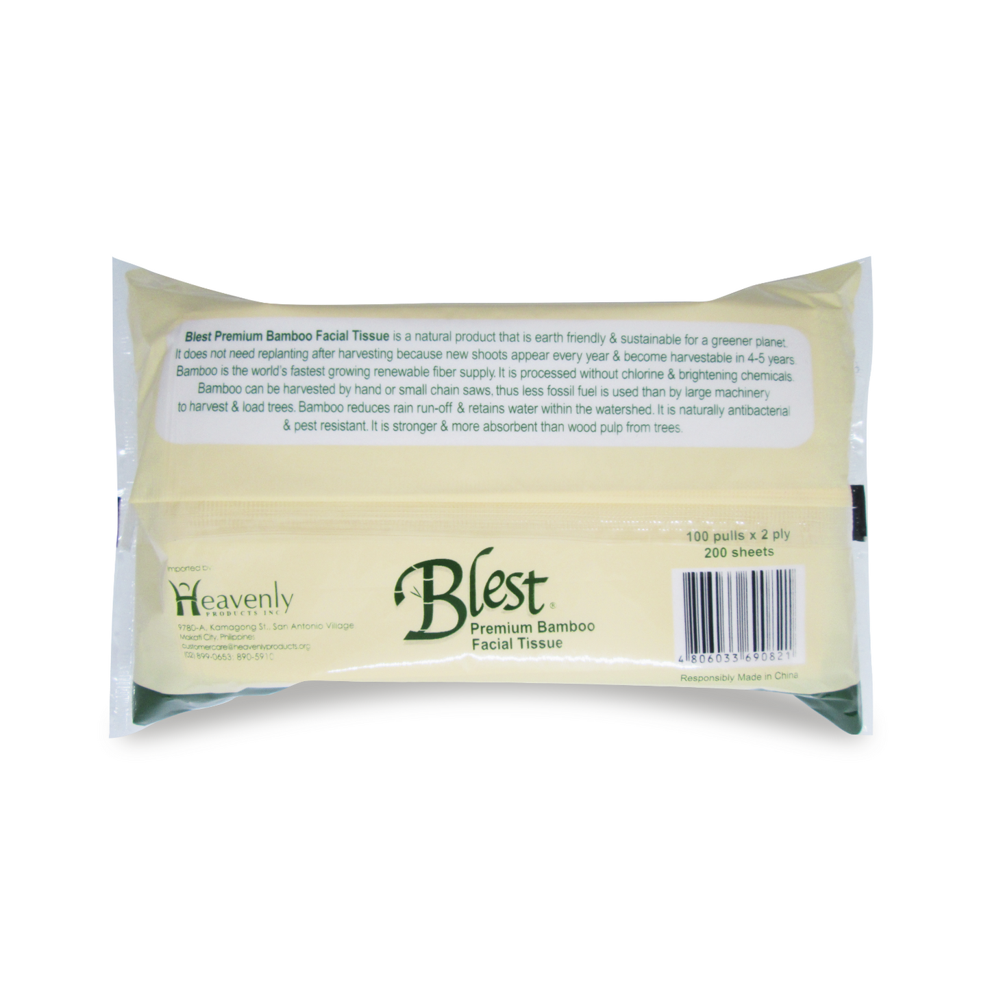 Blest Premium Bamboo Facial Tissue Handy Pack 2 Ply 100 Pulls