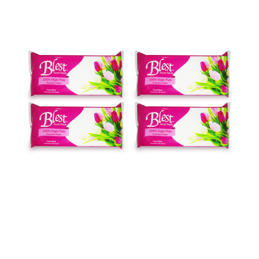 Blest Facial Tissue Travel Pack 2 Ply 70 Pulls x 4 Packs (280 Pulls)