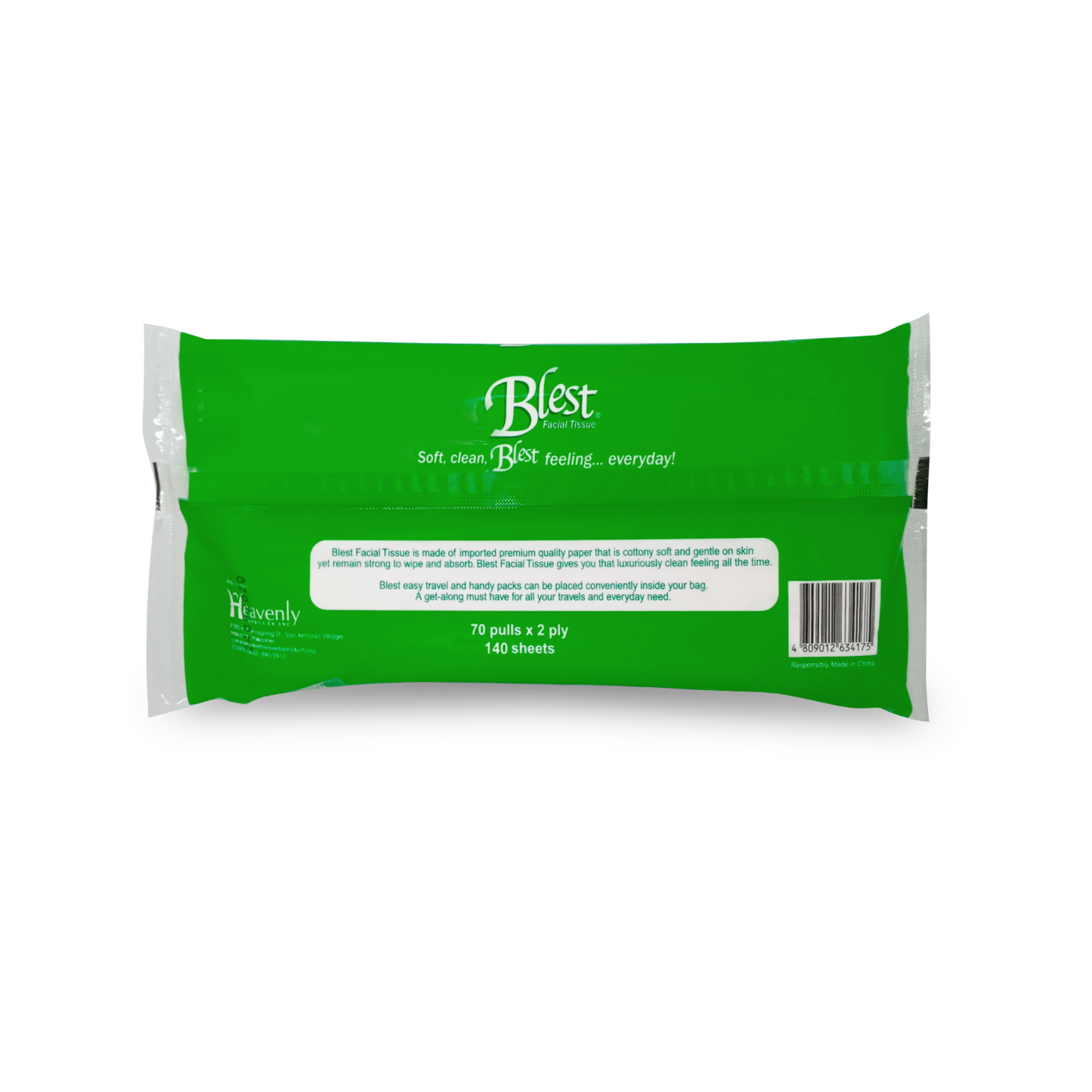 Blest Facial Tissue Travel Pack 2 Ply 70 Pulls x 4 Packs (280 Pulls)