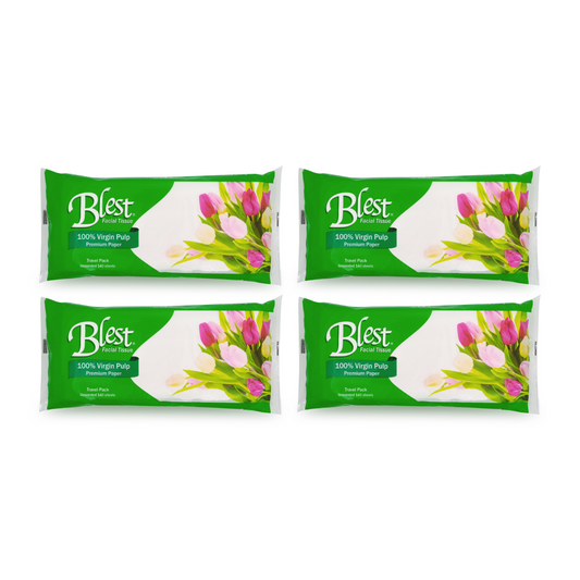 Blest Facial Tissue Travel Pack 2 Ply 70 Pulls x 4 Packs (280 Pulls)
