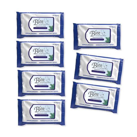 Blest Anti-Bacterial Wipes 60 Sheets 5+1 Packs (360 Sheets) Mentholated Scent