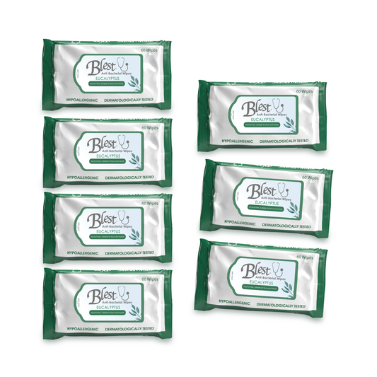 Blest Anti-Bacterial Wipes 60 Sheets 5+1 Packs (360 Sheets) Eucalyptus Scent