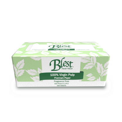 Blest Essential Facial Tissue Box Jumbo 150 Pulls 2 Ply