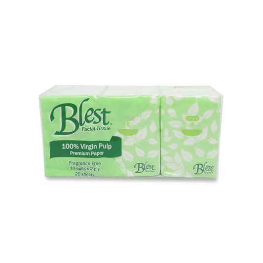 Blest Facial Pocket Tissue 2 Ply 10 Pulls x 6 Pocket (60 Pulls)