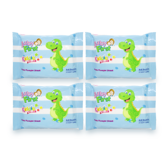 Baby First Kiddie Wipes 20 Sheets Fresh Powder Scent 3+1 Pack (80 Sheets)