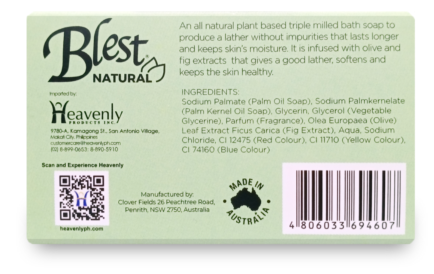 [Buy1 Take1] Blest Natural Plant-based Soaps Olive & Fig 100g